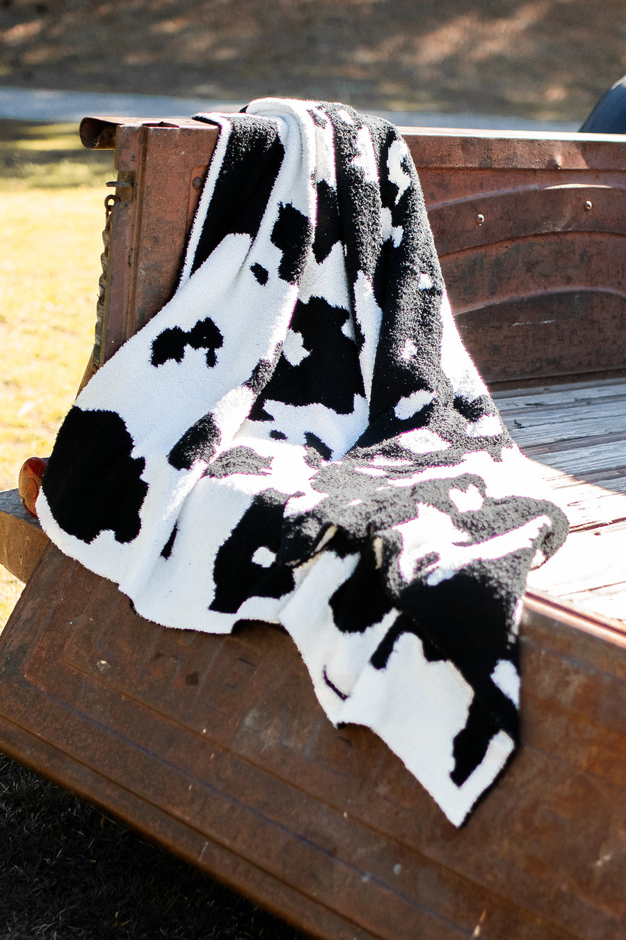 Doorbuster The Snuggle Is Real Fuzzy Throw Blanket (Black Cow Print) - NanaMacs