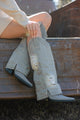 Let The Dust Settle Distressed Fold-Over Denim Boots (Grey) - NanaMacs