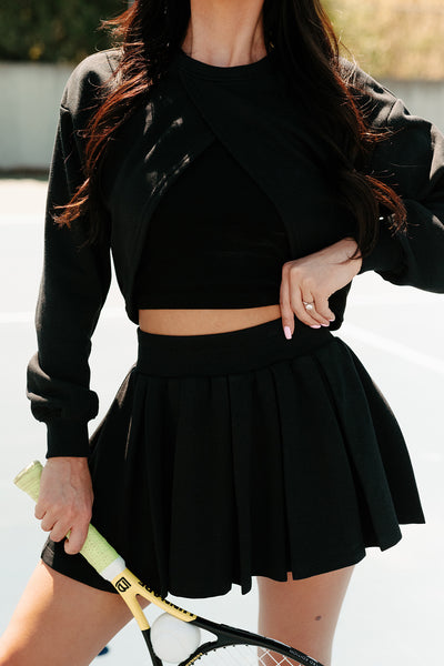 Coming In Clutch Reversible Shrug Top & Skirt Set (Black) - NanaMacs