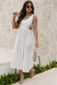 Change Of Perspective Side Cut-Out Midi Dress (Snow) - NanaMacs