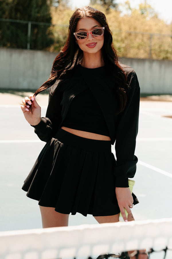 Coming In Clutch Reversible Shrug Top & Skirt Set (Black) - NanaMacs