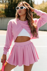 Coming In Clutch Reversible Shrug Top & Skirt Set (Candy Pink) - NanaMacs