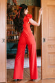 Forgetting My Troubles Ruffle Sleeve Jumpsuit (Red) - NanaMacs