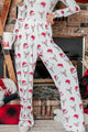 Sugar Plum Dreams Ribbed 3-Piece Bodysuit Lounge Set (Santa Hat/Reindeer Print) - NanaMacs