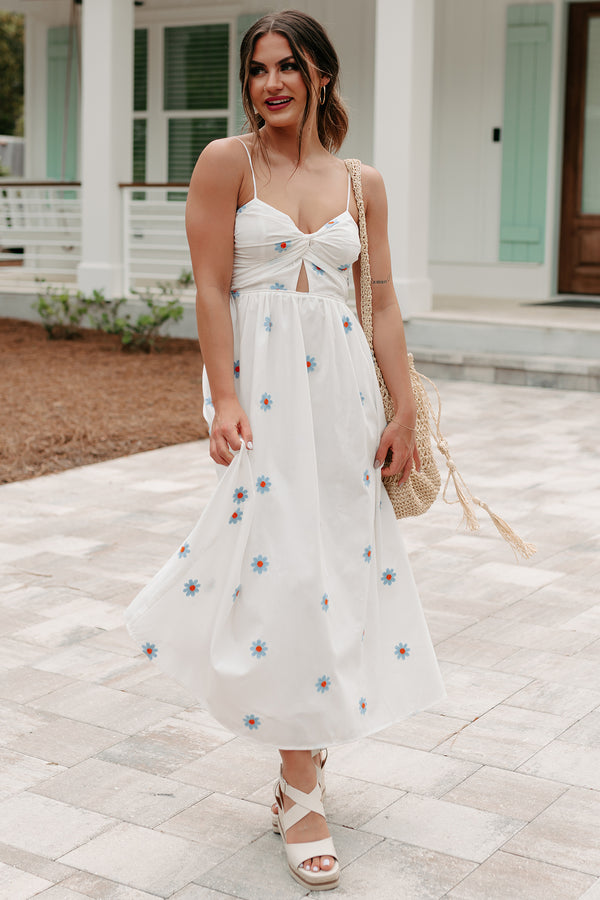 Captivated By You Floral Maxi Dress (Ivory/Blue) - NanaMacs