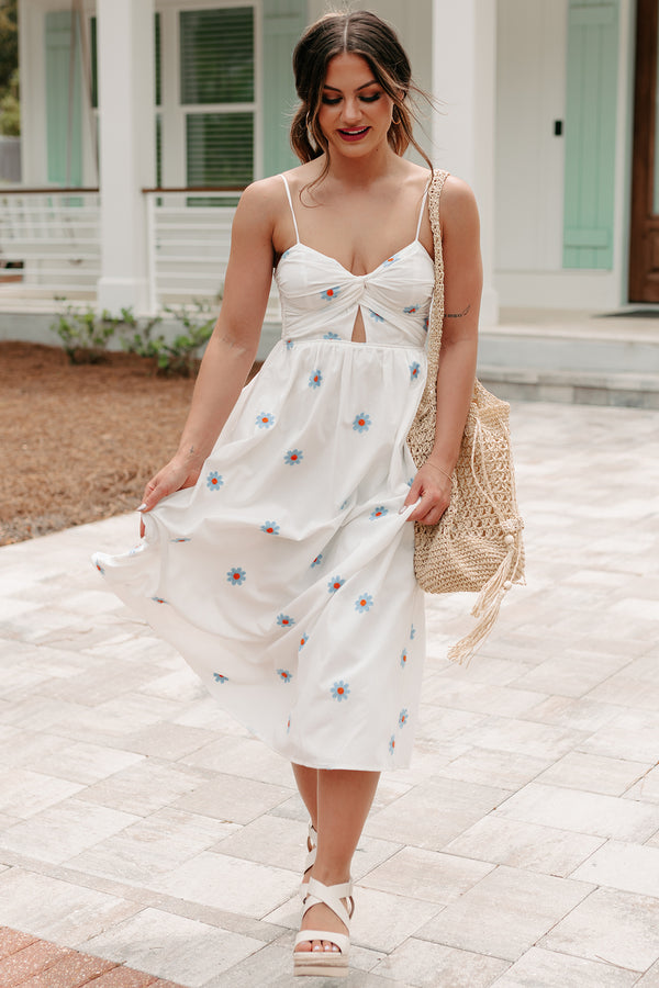 Captivated By You Floral Maxi Dress (Ivory/Blue) - NanaMacs