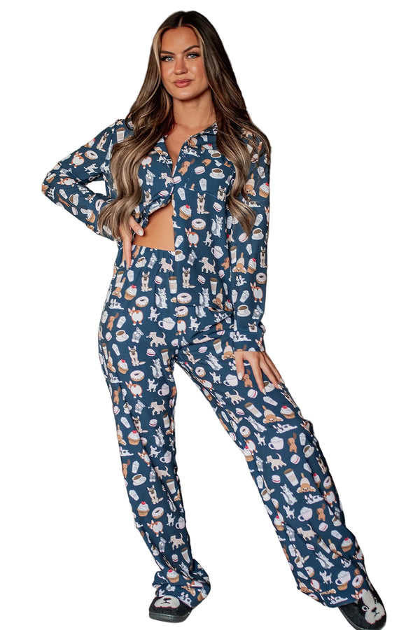Pup Traditions Silky Printed 3-Piece Pajama Set (Dog Print) - NanaMacs