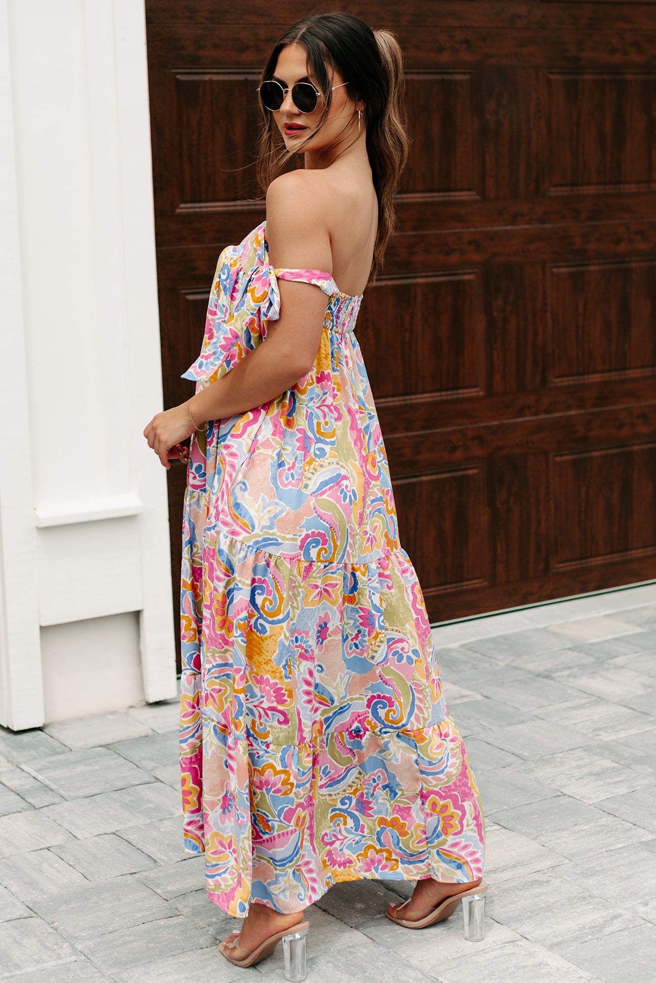 Brunch In Bali Tie-Shoulder Paisley Maxi Dress (Multi) - NanaMacs