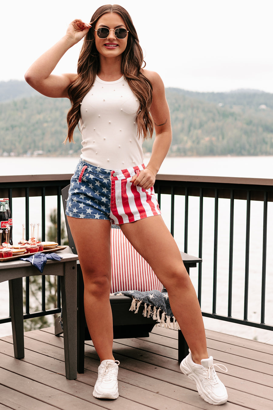 Independence Bae American Flag Denim Shorts (Red/White/Blue)