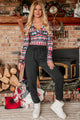 On The Housetop Reindeer Print Long Sleeve Bodysuit (Black/Red) - NanaMacs