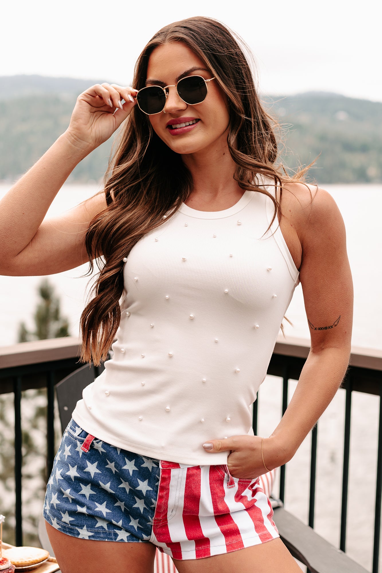 Seaside Sweetie Pearl Beaded Tank Top (White) · NanaMacs