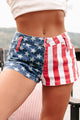 Independence Bae American Flag Denim Shorts (Red/White/Blue) - NanaMacs