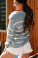 Daily Impression Striped Sweater (Denim/White) - NanaMacs