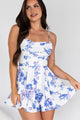 Spring Soiree Tiered Floral Romper (Blue/White) - NanaMacs