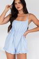 Behind The Glances Backless Ruffle Hem Romper (Light Blue) - NanaMacs