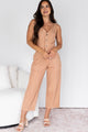 Memories In Focus Button Front Denim Jumpsuit (Terracotta) - NanaMacs