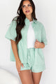 Sigrid Oversized Short Sleeve Button-Down (Green/White Stripe) - NanaMacs