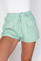 Sun Chaser Drawstring Waist Cargo Shorts (Green/White Stripe) - NanaMacs