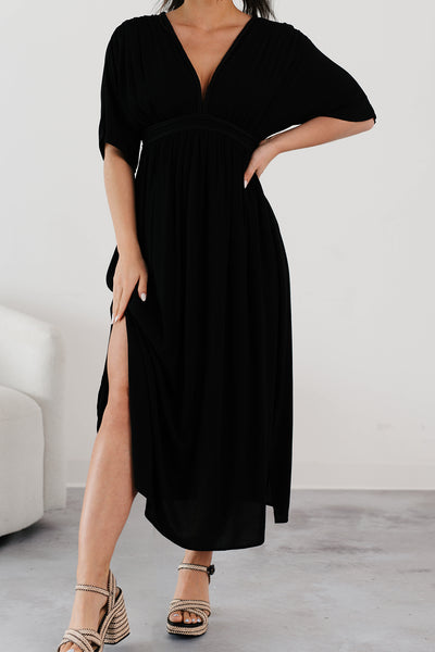 HYFVE Women's Loose and Free V Neck Maxi Dress in Black - Size S HYFVE Women's Loose and Free V Neck Maxi Dress in Black - Size S