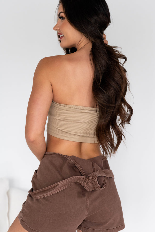 Elvin Ribbed Tube Top (Light Mocha) - NanaMacs