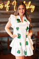 Sorcha St. Patrick's Sequin Patch Mini Dress (White) - NanaMacs