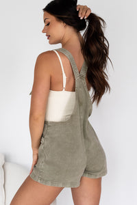 Topher Knotted Strap Zenana Shortalls (Light Olive) - NanaMacs