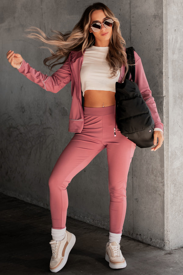 Fast Walking Two-Piece Tracksuit Set (Mauve) - NanaMacs