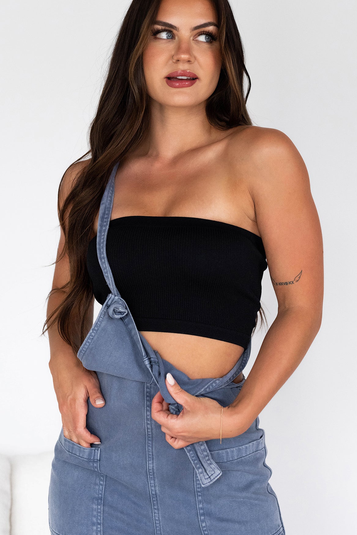 Elvin Ribbed Tube Top (Black) - NanaMacs