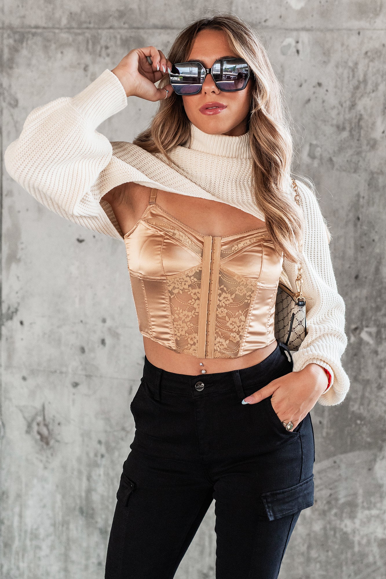 Forever A City Girl Turtleneck Shrug Top (Cream) · NanaMacs