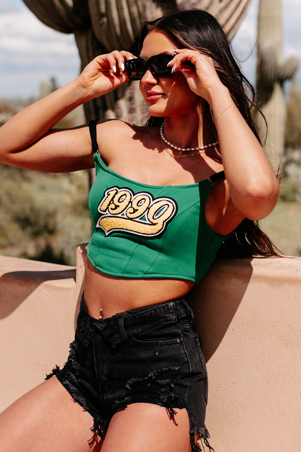 Finding My Flow Patch Detailed Crop Top (Green) - NanaMacs