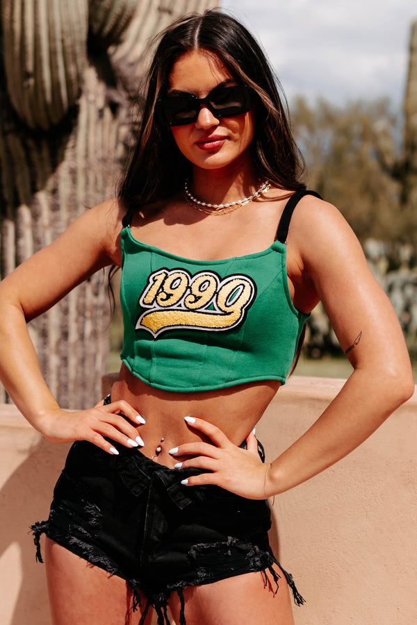 Finding My Flow Patch Detailed Crop Top (Green) - NanaMacs