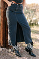 Covington Slit Front Denim Skirt (Graphite) - NanaMacs