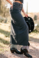 Covington Slit Front Denim Skirt (Graphite) - NanaMacs