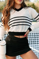 In My College Days Open Knit Striped Sweater (White/Black)