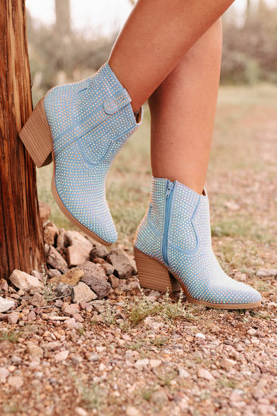 Not Your Average Cowgirl Rhinestone Booties (Light Blue) - NanaMacs