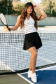 Practicing My Swing Pleated Golf Skort (Black) - NanaMacs