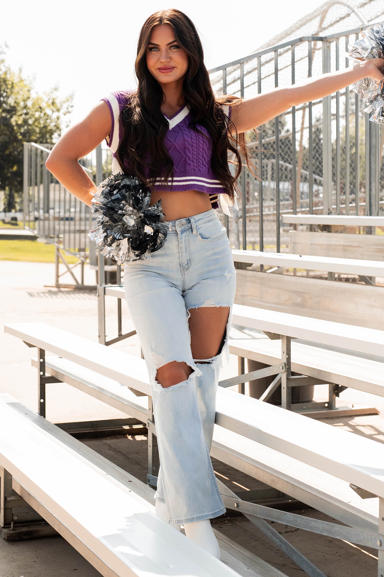 Better Take Notes Side Tie Sweater Vest (Purple/White) · NanaMacs