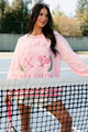 "Sports Club" Sequin Patch Sweatshirt (Light Pink) - NanaMacs