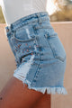 Ziggy High Rise Rhinestone Studded Denim Shorts (Denim) - NanaMacs