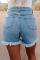 Ziggy High Rise Rhinestone Studded Denim Shorts (Denim) - NanaMacs