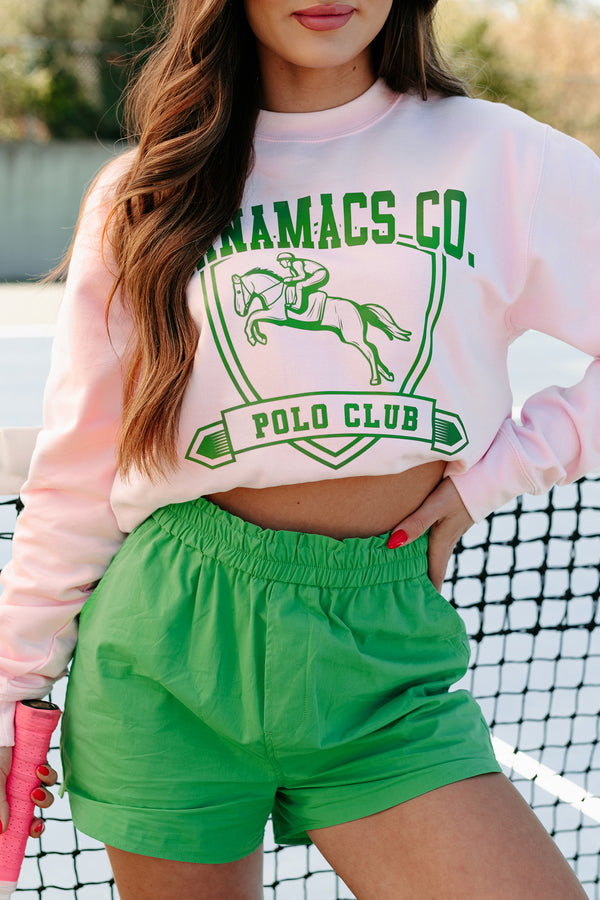 "NanaMacs Co. Polo Club" Graphic Crewneck (Light Pink) - Print On Demand - NanaMacs