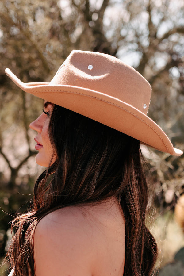 Confidence On Point Rhinestone Star Cowboy Hat (Camel) - NanaMacs