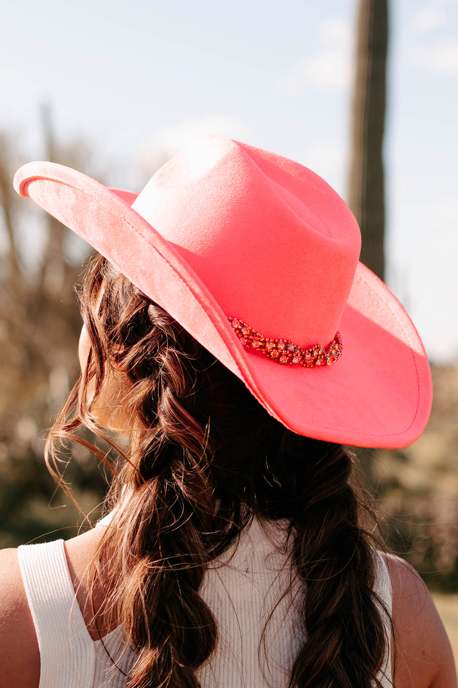 The Rowdy Crowd Rhinestone Banded Cowboy Hat (Neon Pink) - NanaMacs