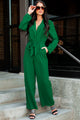 Searching For Success Belted Blazer Jumpsuit (Green) - NanaMacs