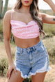 Someday Swoon Star Print Open Back Crop Top (California Pink) - NanaMacs