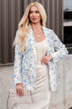 Polished Presentation Floral Blazer (Cream/Blue) - NanaMacs