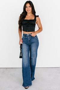 Sheridan High Rise Wide Leg Risen Jeans (Dark) - NanaMacs