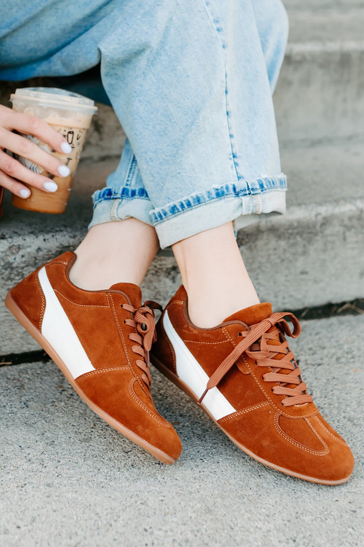 Women's Endurance Edge Lace-Up Faux Suede Sneakers in Brown - Size 6 Women's Endurance Edge Lace-Up Faux Suede Sneakers in Brown - Size 6