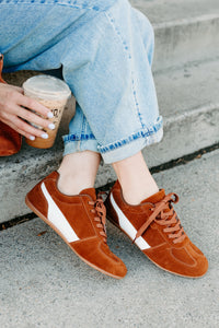 Endurance Edge Lace-Up Faux Suede Sneakers (Brown) - NanaMacs