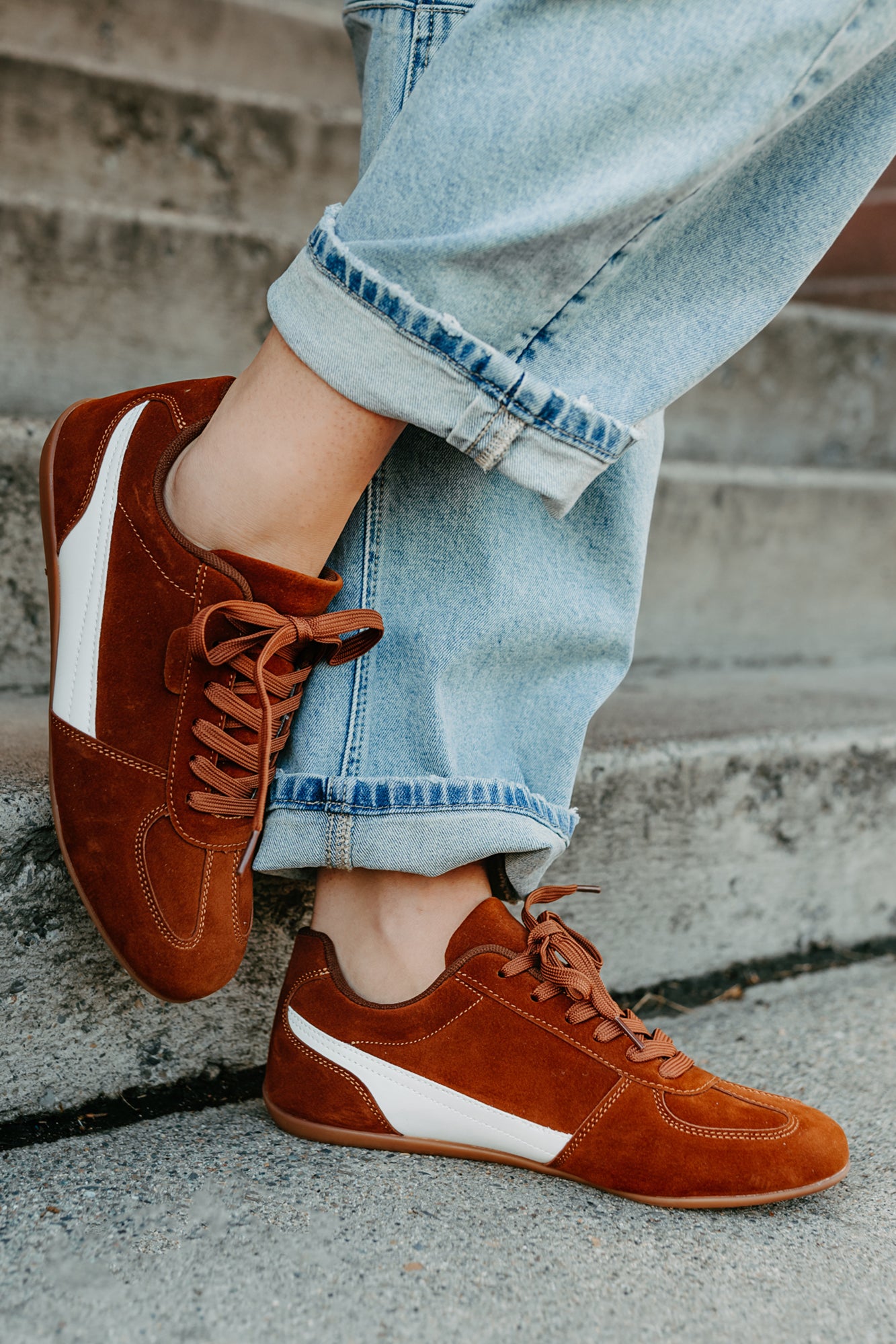 Endurance Edge Lace-Up Faux Suede Sneakers (Brown) - NanaMacs